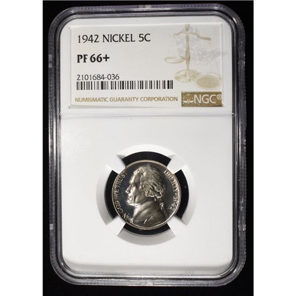 1942 JEFFERSON NICKEL  NGC PF 66+