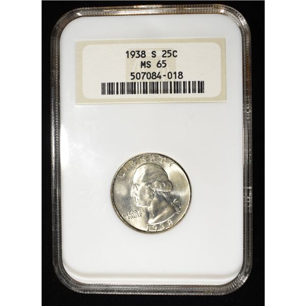 1938-S WASHINGTON QUARTER NGC MS 65 OLD HOLDER