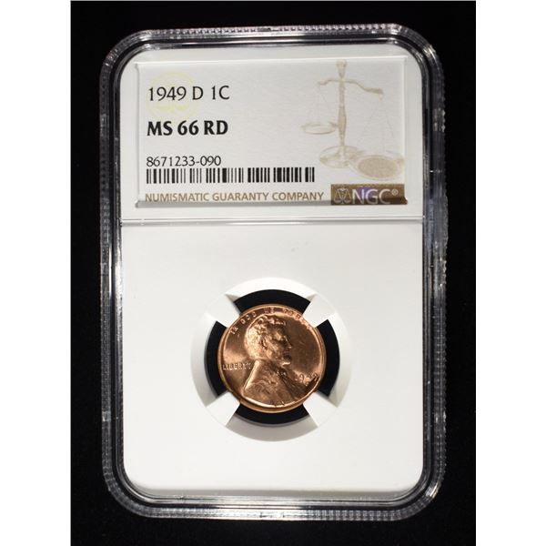 1949-D LINCOLN CENT NGC MS-66 RD