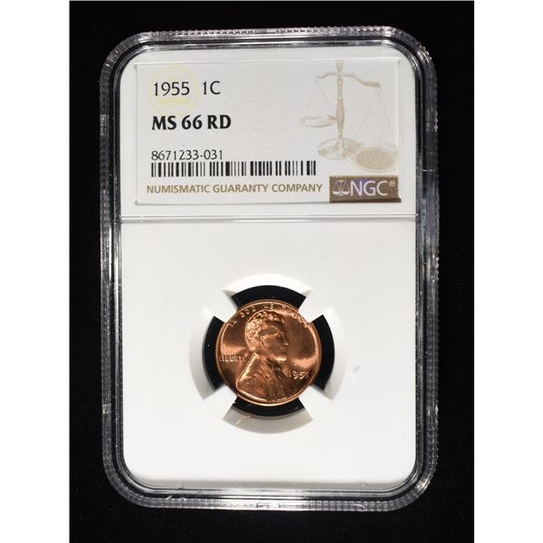 1955 LINCOLN CENT NGC MS-66 RD