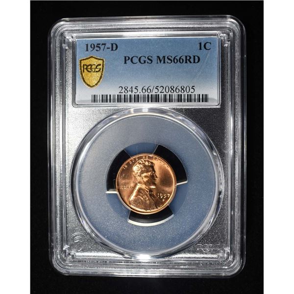 1957-D LINCOLN CENT PCGS MS-66 RD