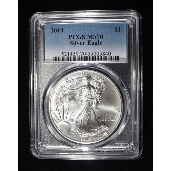 2014 AMERICAN SILVER EAGLE PCGS MS70