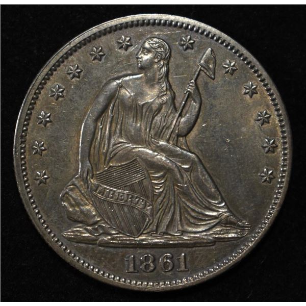 1861 SEATED LIBERTY HALF DOLLAR AU/BU