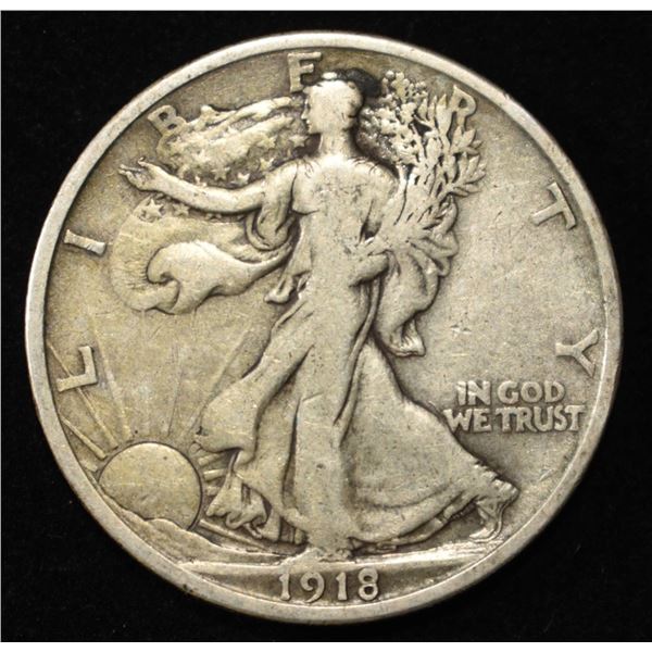1918-D WALKING LIBERTY HALF FINE