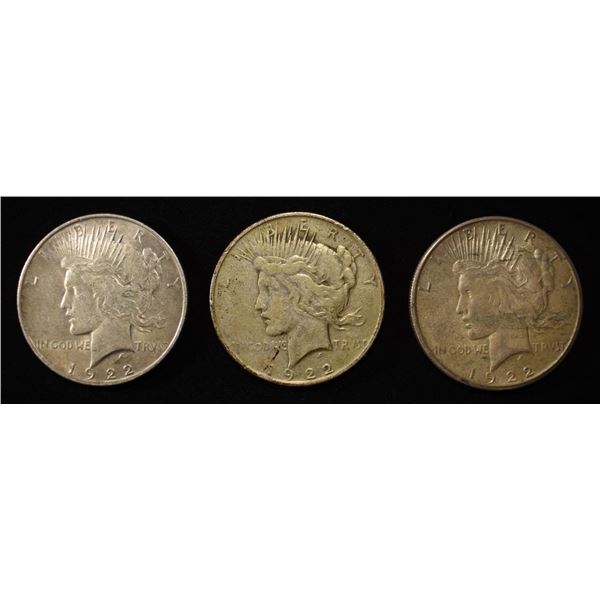 1922 P,D,S PEACE DOLLARS