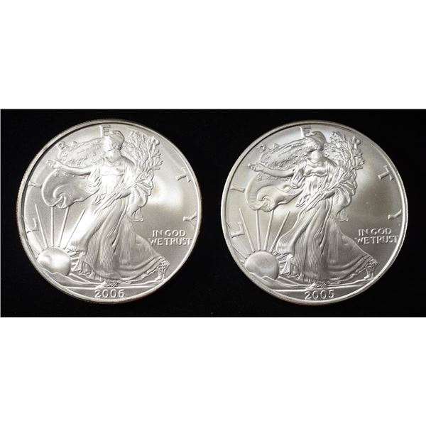 2005, 06 AMERICAN SILVER EAGLES