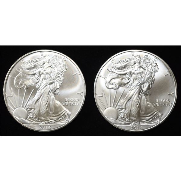 (2) 2014 AMERICAN SILVER EAGLES