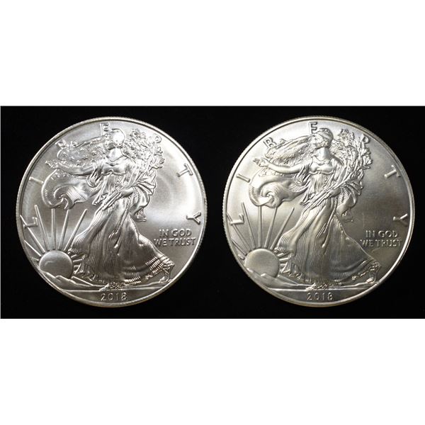(2) 2018 AMERICAN SILVER EAGLES