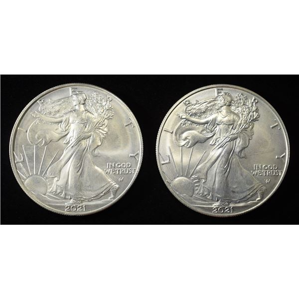 (2) 2021(W) AMERICAN SILVER EAGLES