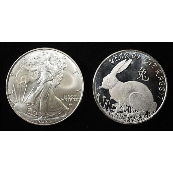 2024(W) ASE, 1 OZ .999 SILVER ROUND YOT RABBIT
