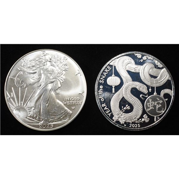 2025(W) ASE, 1 OZ .999 SILVER ROUND YOT  SNAKE