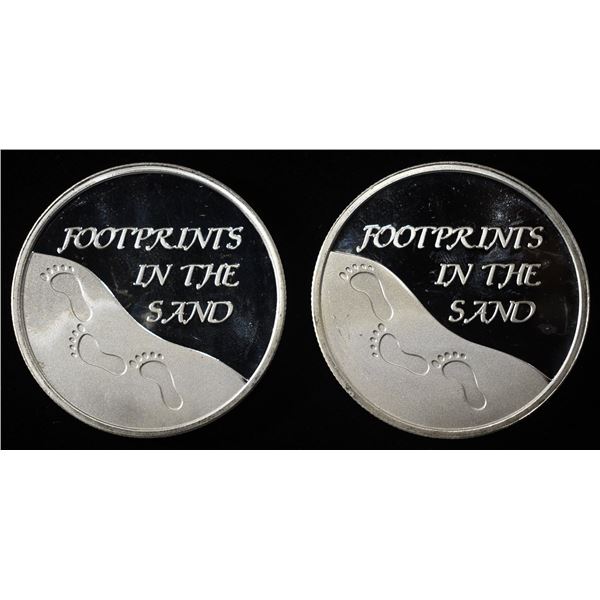 (2) 1 OZ FOOT PRINTS  .999 SILVER ROUNDS