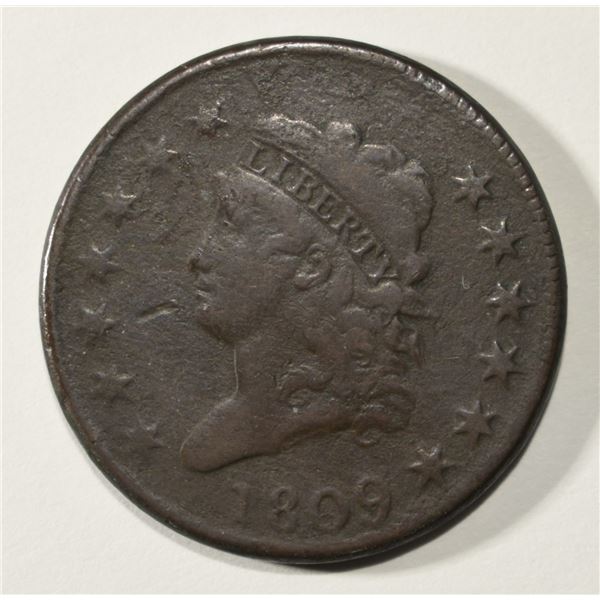 1809 LARGE CENT VG/F