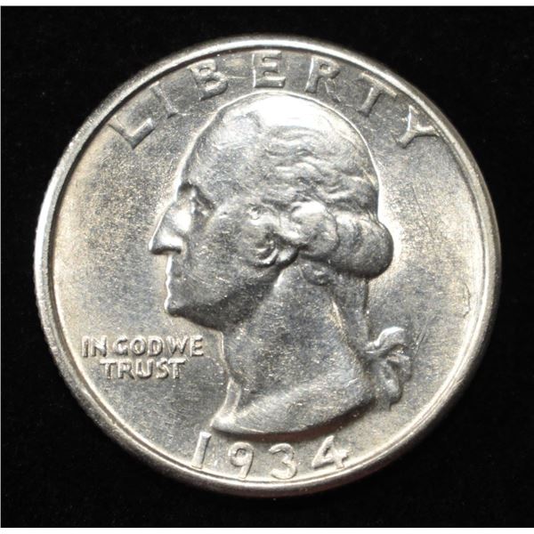 1934-D WASHINGTON QUARTER XF/AU