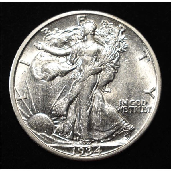1934-S WALKING LIBERTY HALF DOLLAR AU