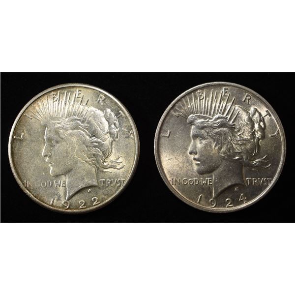 1922-S ,1924 PEACE DOLLARS