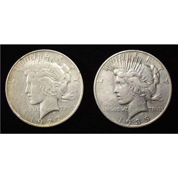 1927-D, 1935-S PEACE DOLLARS
