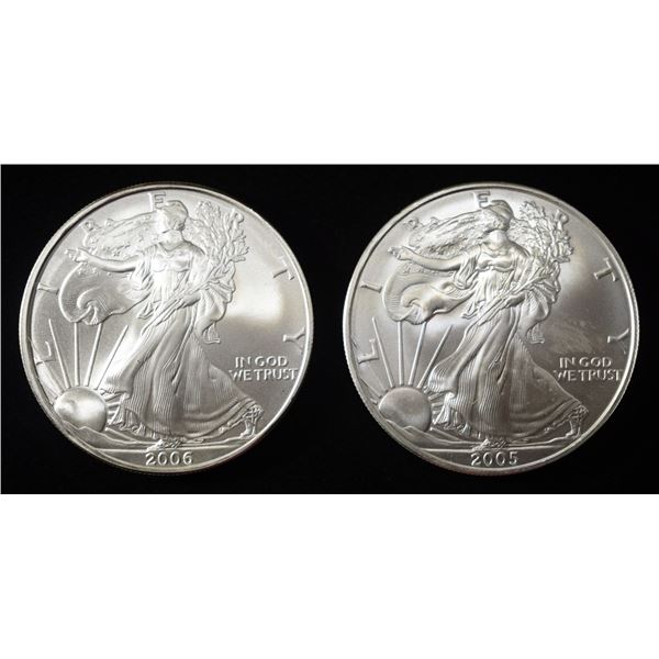 2005, 06 AMERICAN SILVER EAGLES