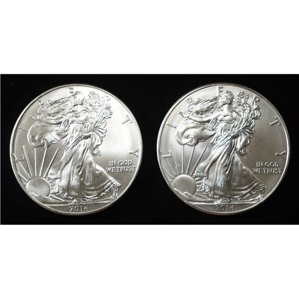 (2) 2014 AMERICAN SILVER EAGLES