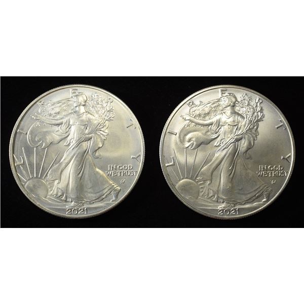 (2) 2021(W) AMERICAN SILVER EAGLES