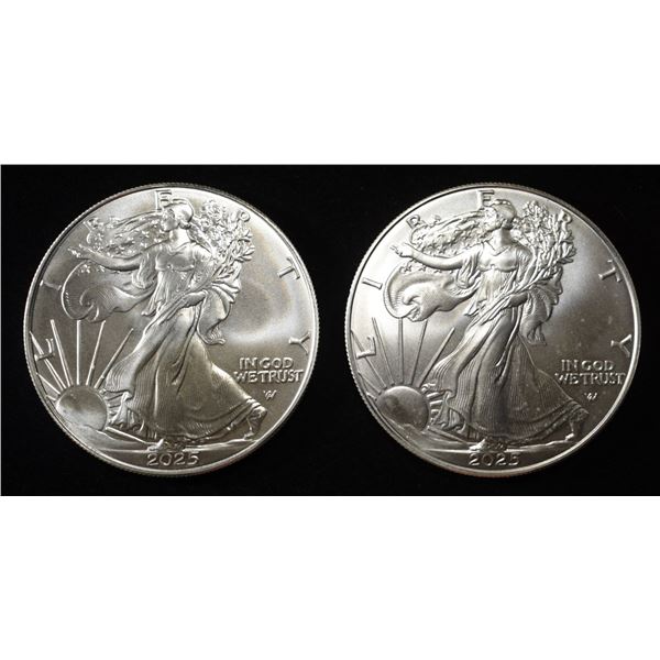 (2) 2025(W) AMERICAN SILVER EAGLES