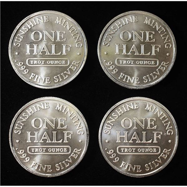 (4) 1/2 OZ SUNSHINE MINTING .999 SILVER ROUNDS