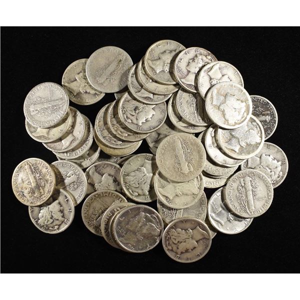 (50) 90% SILVER MERCURY DIMES