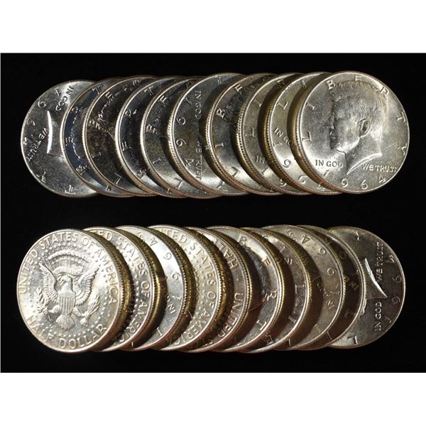 (20)90% SILVER KENNEDY HALF DOLLARS