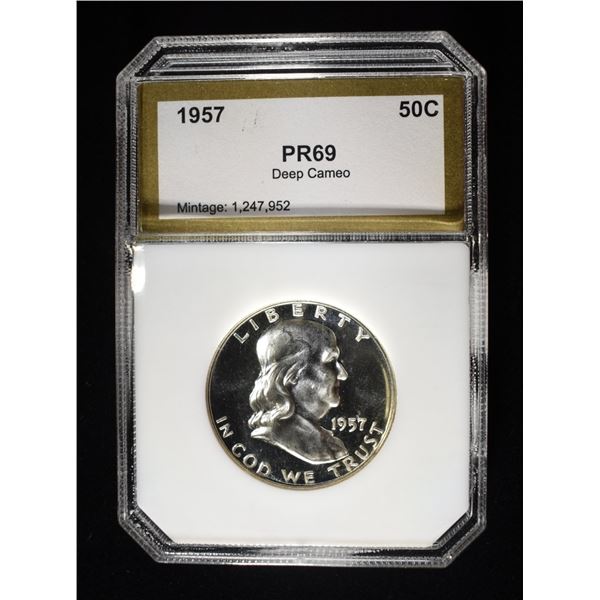 1957 FRANKLIN HALF PCI SUPERB GEM PROOF DCAM