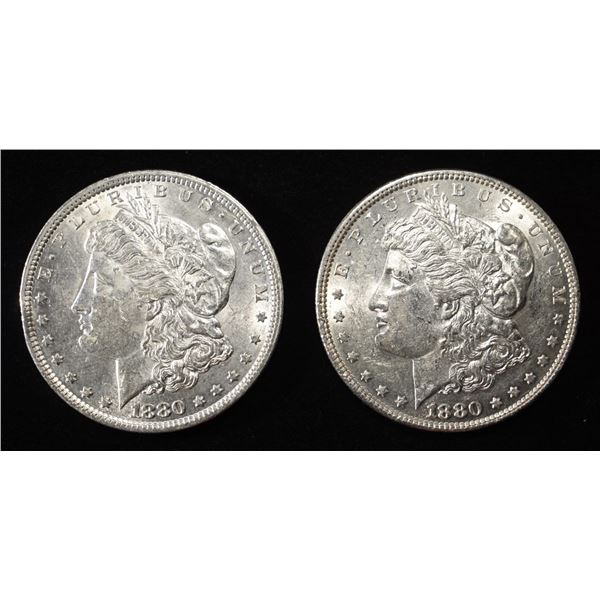 (2) 1880 MORGAN DOLLARS AU