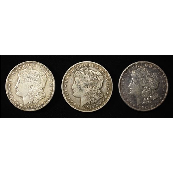 1921 P,D,S MORGAN DOLLARS