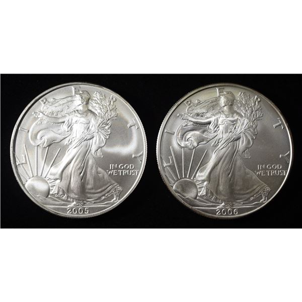 2005, 06 AMERICAN SILVER EAGLES