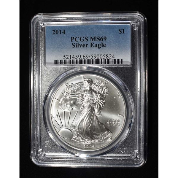 2014 AMERICAN SILVER EAGLE PCGS MS69