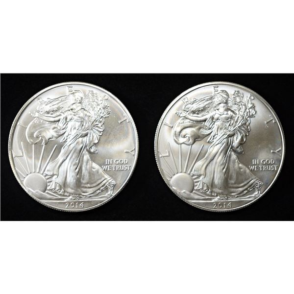 (2) 2014 AMERICAN SILVER EAGLES