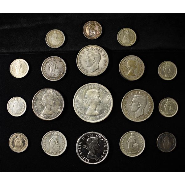 MIXTURE OF FOREIGN SILVER COINS