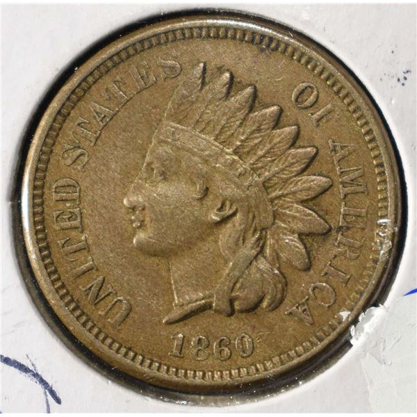 1860 POINTED BUST INDIAN CENT AU