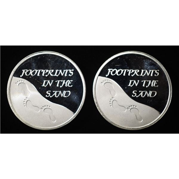 (2) 1 OZ FOOTPRINTS  .999 SILVER ROUNDS