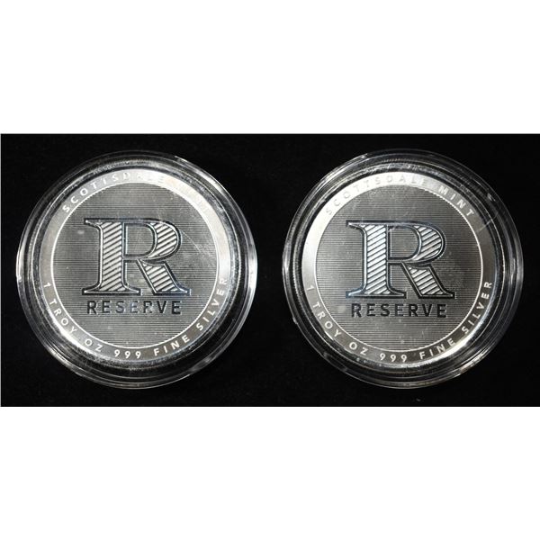 (2) 1 OZ SCOTTSDALE MINT .999 SILVER ROUNDS