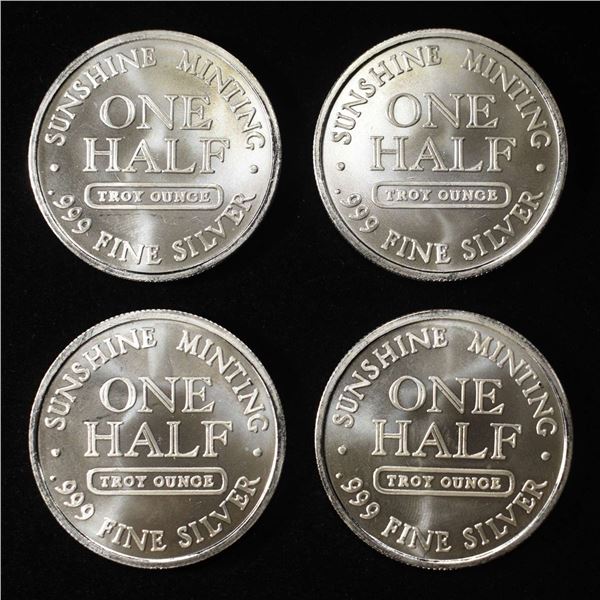(4) 1/2 OZ SUNSHINE MINTING .999 SILVER ROUNDS