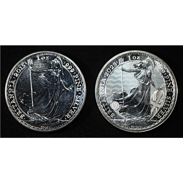 (2) 1 OZ BRITANNIA (QUEEN) .999 SILVER ROUNDS