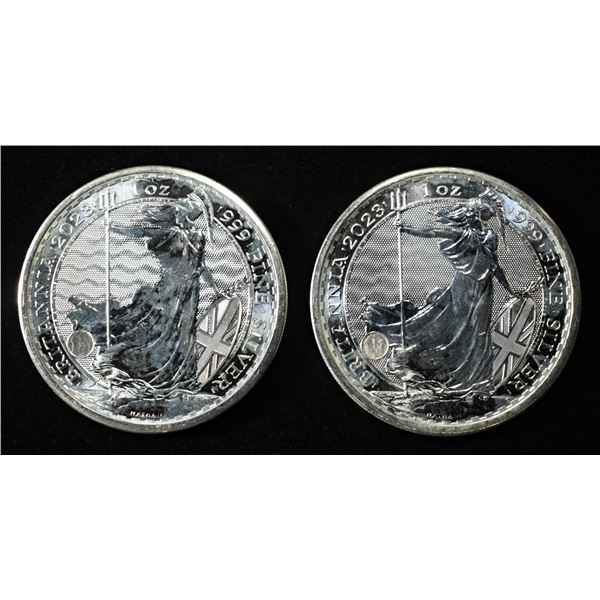 (2) 1 OZ BRITANNIA (KING) .999 SILVER ROUNDS