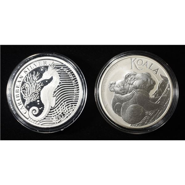 (2) 1 OZ .999 SILVER FOREIGN ROUNDS