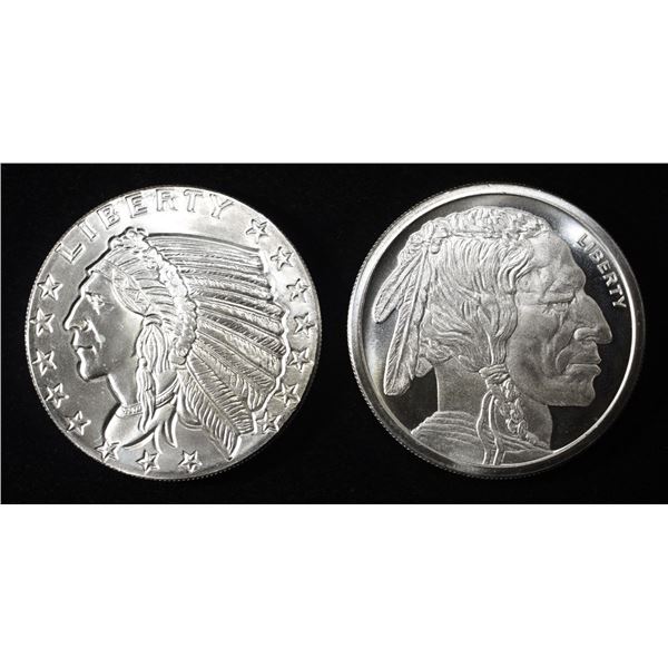 (2) 1 OZ .999 INDIAN SILVER ROUNDS
