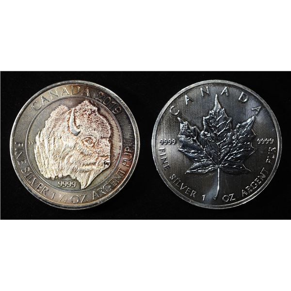 (2) 1 OZ .999 SILVER CANADA ROUNDS