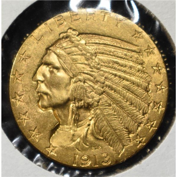 1913 $5 GOLD INDIAN VERY CHOICE TO GEM BU
