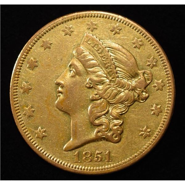 1851-O $20 GOLD LIBERTY NICE BU