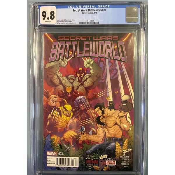 Secret Wars: Battleworld #3 (Marvel, 2015) CGC 9.8 NM/M Scott Hepburn Cover