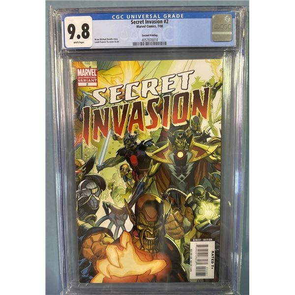 Secret Invasion #2 CGC 9.8 2nd Printing Variant Marvel Comics 7/08