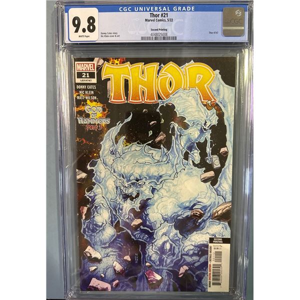 Thor #21 (Marvel Comics, 2022) CGC 9.8 Second Printing God of Hammers