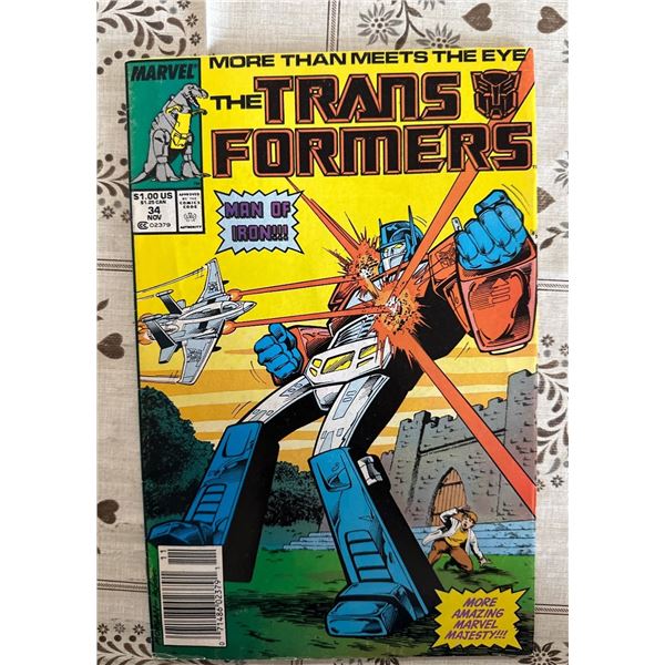 The Transformers #34 (Marvel, 1987) "Man of Iron!!!" Comic Book